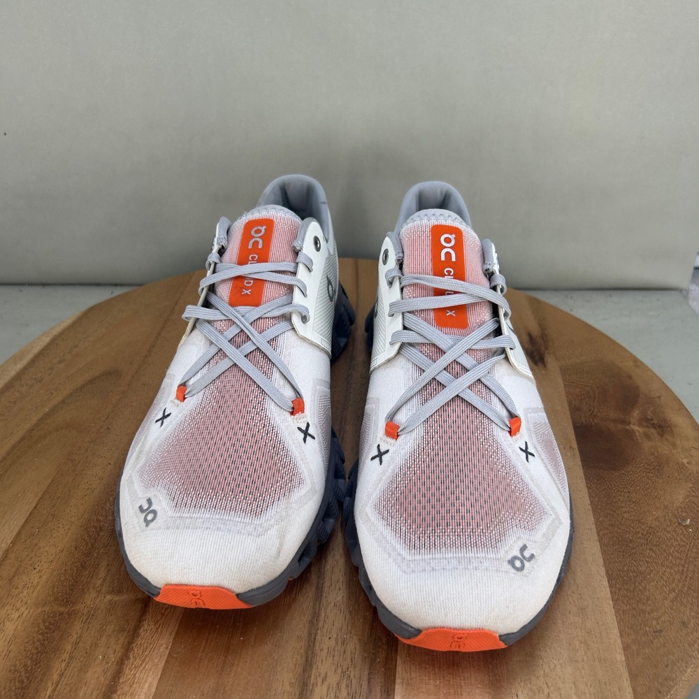 On Cloud X Mens Running Shoes White Orange Grey Size 11 Cushion Low Top Sneaker - Picture 2 of 8